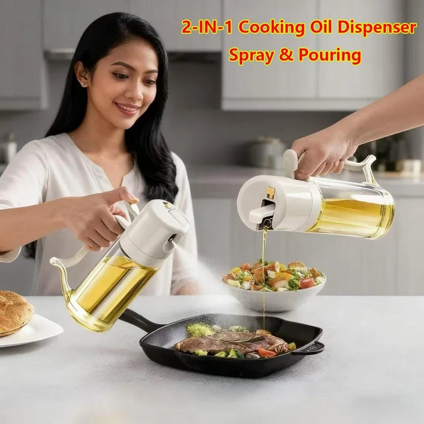 2-in-1 Oil Spray + Pour Bottle — FREE DELIVERY (COD) 470ml | Leak-proof